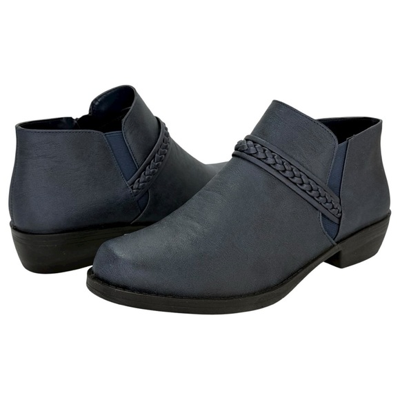 Easy Street Jalia Navy Faux Leather Womens Shooties Size 8W - Picture 10 of 12